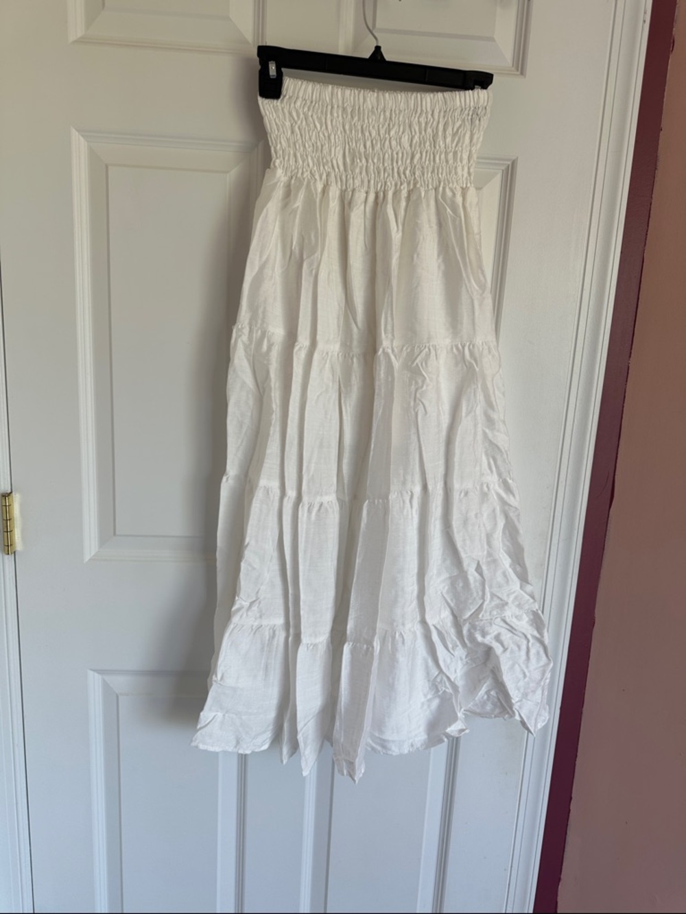 Women’s White Smocked Waist Maxi Skirt